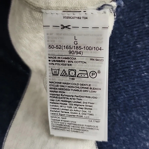 Gap Mainstay  Crewneck Long Sleeves Top Speckled Navy Off White Bands Sz Large - Picture 6 of 10